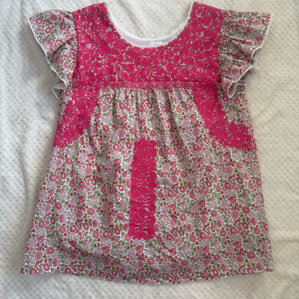 J. Marie embroidered flutter sleeve floral top - Picture 8 of 12
